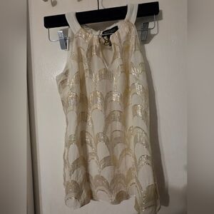 White House Black Marker Cream And Gold Sleeveless Top Size XXS